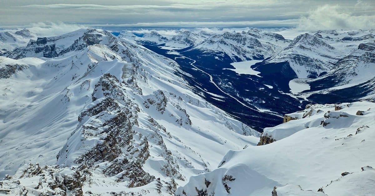 Winter view to Peyto Lake from Mt. Weed
